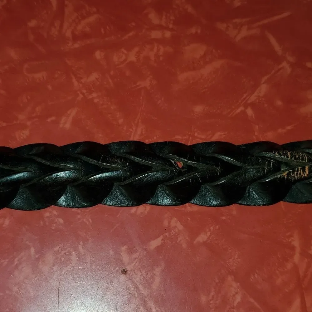 Vintage Brighton Black Leather Woven Belt 36